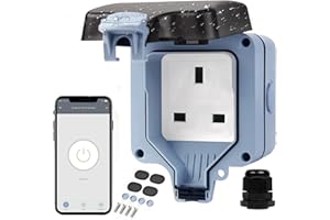 Woox Smart Outdoor Socket IP66 Waterproof Wifi Socket, Voice/Remote Control, Schedule/Automatic Control Based on Temperature/Humidity Smart Outlet, Alexa Google Compatible, CE, Rosh Certified