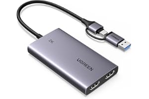 UGREEN Carte Acquisition Vidéo HDMI 4K 30Hz Entrée USB C USB A 3.1 2K 30Hz Enregistrement en Streaming Carte de Capture Vidéo en Boucle Compatible avec Switch PS5 PS4 Xbox MacBook iPad Air Caméra PC