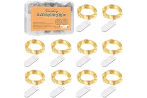 VACOULERY Guirlande Lumineuse à Pile, 1M 10 LED Mini Guirlande LED Fil de Cuivre Fairy Lights Girlande Lumière pour Décoration Intérieur Chambre, Ambiance Intérieur Maison, Mariage (Blanc Chaud) (10 Pièces)