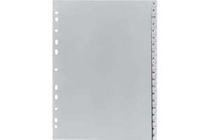 Exacompta - Ref. 1720B - 1 Divisori stampati in PP riciclato grigio A-Z (alfabeto tedesco) - 20 posizioni - A4 - Grigio