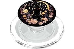 KITTEN WITCHCORE & FLORAL GOTH KAWAII Chat Sorcière Kawaii Lune Cristal Noir Pastel Goth Mignon PopSockets PopGrip pour MagSafe