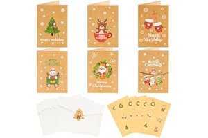 Bluelves 24 Pezzi Cartoline di Natale,24 Pezzi Biglietti Auguri Natale con 24 Busta e Adesivi,Biglietto Auguri Natale Regalo,Biglietti Portasoldi Natale per Famiglia Amici Bambini（10.5x7cm）