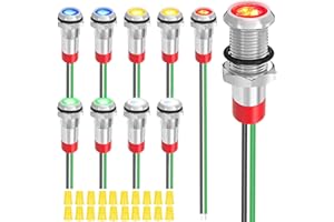 MKBKLLJY 10 szt. 6 mm AC 110 V 120 V 220 V 20 mA czerwony/żółty/niebieski/zielony/biały LED lampka sygnalizacyjna wodoszczelna metalowa lampka sygnalizacyjna, pilot na desce rozdzielczej, wskaźnik