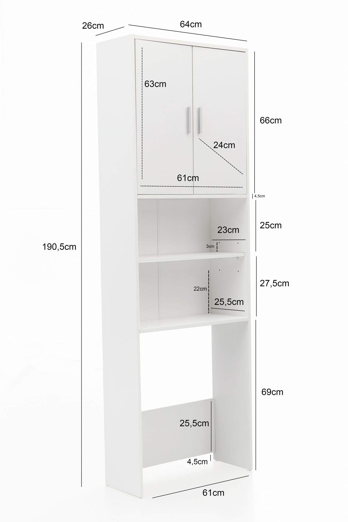FineBuy-Waschmaschinenschrank-190-x-64-cm-Wei-Waschmaschinen-berbau-mit-2-Tren-Badregal-2-Ablagen-Hochschrank-Badezimmerschrank-ber-WCToilette