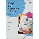PPD A4 x 20 vellen Inkjet PREMIUM Vinyl Stickerfolie Wit Mat Zelfklevend - speciaal gecoat voor full-colour prints in fotokwa