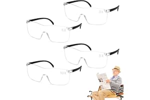 kelav Gafas Lupa Manos Libres 4 Piezas, 300%, 500%, 800%, 1000%, Lupa de Lectura Anti-luz Azul, Gafas de Aumento para Trabajo Cercano Reparación Costura