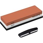 KELOFO 2-in-1 Professional Sharpening Stone, Double-Sided 3000/8000 Grit, Non-Slip Silicone Base and Angle Guide for Knife Sh