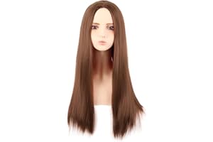 MapofBeauty 28 Zoll/70 cm Mode Monochrom Länge Gerade Perücke Hohe-Temperatur Faser normale Perücke (Hell Braun)