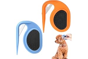 Growalleter Pet Knotting Comb Cat & Dog, Pet Knotting Comb Pet Grooming Tool, 2 PCS Pet Knotting Blade Comb for Dog Cat, Medium/Long Hair Pet Knotting Hair Removal Knife Dematting Comb (Orange & Blue)