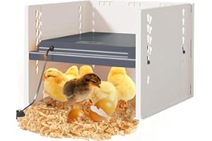 BURNTOP Chick Brooder Heating Plate, 10" x 10" Adjustable Height and Angle Chick Incubator Heating Lamp, Constant Temperature Chicken Coop on Three Sides, Easy Clean 25W Brooder Plate For 15 Chicks (Black)
