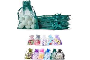 ‎SOUL PROJEKT Soul Projekt [25 Stk.] Organzasäckchen mit Kordelzug für Hochzeiten, Schmuck, Geburtstage, Bastelarbeiten, Kristalle, Süßigkeiten, Gastgeschenke. Dunkelgrün Organza Bags Dark Green 7x9 x25