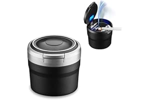 FCSLVY Besylo Auto-Aschenbecher, Easy Clean Up Abnehmbarer Autoaschenbecher mit LED-Licht mit Klappdeckel, selbstverlöschender Aschenbecher für Autos Van Outdoors Camping(grau)