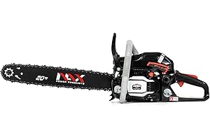 NAX POWER PRODUCTS 500C motor 61,5 cm3 2 kW Briggs & Stratton producto con licencia guía 20" 50,8 cm sistema antirebote Low Kickback motosierra a gasolina motosierra de cadena, Negro