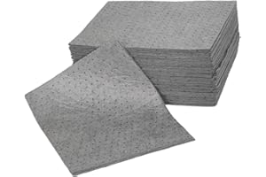 BEARTOOLS Maintenance Absorbent Pads - Absorb Oil, Water, Coolants, For General Use - Spill Control Sheets - 50cm x 40cm, 100 Sheets, Sonic Bonded Core with Spun Bound Top Layer, Grey - Indoor/Outdoor Use