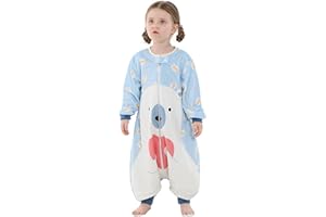 HAHASHOW Sacco Nanna con piedini Bambini Carini animali Sacco Nanna Invernale con gambe a maniche lunghe 5-6 Anni, Orso