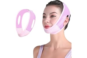 HAOUTDORY Máscara V-Línea Facial Reutilizable,Banda Lifting para Reducción de Papada y Reafirmación del Contorno Facial,Correa Ajustable para Rostro en Forma de V,Violeta