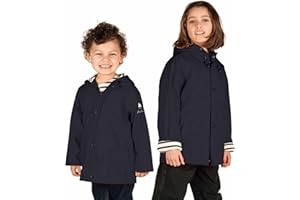 Breizh Ocean - Ciré Imperméable Enfant ELVEN, Intérieur Rayé Marinière avec Capuche - 1 an à 14 Ans