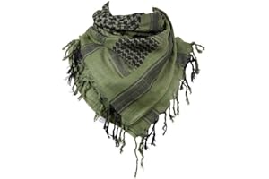 blntackle76 Duży szal Shemagh, arabskie wojsko, taktyczny szal pustynny, chusta pali 110 x 110 cm, 100% bawełna, dla mężczyzn i kobiet, oliwkowy / czarny., jeden rozmiar