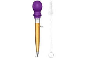 U-Taste Poire à Dinde coudée de 42,5 g, résistante à la Chaleur, en tritan et Silicone de qualité Alimentaire avec Brosse de Nettoyage pour badigeonner la Viande, la volaille, Le Poulet (Violet)