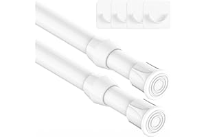 GDEVKHN 2 Piezas Barra Cortinas Extensible Cortina Blanca no es Necesario Taladrar con Soporte para Cocina baño Armario y Ventana (30-50cm,Blanco)