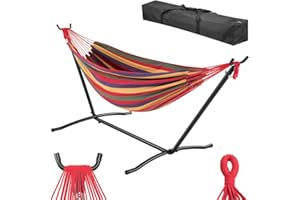 BAKAJI Amaca da Giardino a Brasiliana con Supporto in Acciaio con Borsa da Portata Salvaspazio, Telaio Comodo Multicolore e Struttura Resistente, Capacità Carico 200kg, Ideale per Esterni e Interni