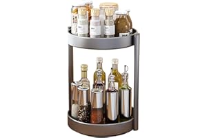 JOUING Porta Spezie per Cucina Organizer Girevole in Metallo Piatto Girevole Portaspezie 2 Livelli Organizer Sottolavello Deposito per il Bagno (Grigio, 2Tiers)