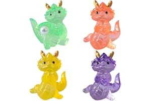Cabilock 4pcs Mini Dragon Garden Layout Decors, Resin Translucent Design Dragon Figurine Decorative, Cute Mini Ornaments for Desktop Micro Landscape