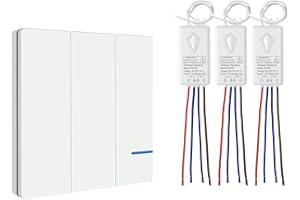 Funk Lichtschalter Set, Thinkbee Funkschalter mit Fernbedienung Lichtschalter EIN/AUS Lichtschalter Keine Verdrahtung erforderlich IP66 Wasserdichte Fernbedienung Ihre Lamps Außen 600M Innen 50M, C