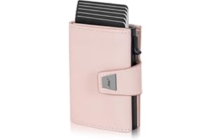 Marc Peter® Geldbörse Herren Leder, Portmonee Herren mit Münzfach & RFID Schutz, Slim Pop-up Kartenetui, Geldbeutel Herrens für 9-11 Karten ID-Fenster Geldscheinfach Smart Wallet for Men Rosa