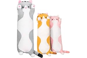 shownicer Plüschtier Stofftier Kawaii Katze-Plüsch-Kissen, Kuscheltier Plüschkissen Spielzeug, Kätzchen Wurfkissen, Geschenk gefüllt für Kinder Mädchen Jungen, Schmusetier für Kuscheltierliebhaber