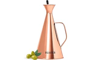Olietta Bouteille à Huile d’Olive avec Bec Verseur Anti-Gouttes en Cuivre Acier Inoxydable 250 ML 0,25 Litre – Huilier idéal pour Verser l’Huile – Distributeur étanche, Facile à Nettoyer