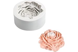 LoQuick Forma de Vela de Silicona,Molde para Velas de Peonía,Molde de Silicona 3D,Moldes de Silicona para Fundición de Calidad Alimentaria, Cera de Abejas, Aromaterapia, Gran Regalo Hecho a Mano