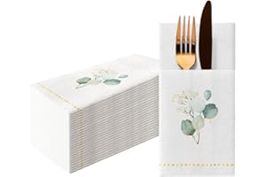 PAW DECOR COLLECTION PAW - Servilletas Papel Airlaid (1/8 pocket) I Servilletas de Tela I Liso, Dorado - La Textura de la Tela, una gran Decoración para cualquier Mesa I Color: Golden eucaliptus