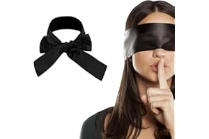 NAZEAUF 1Pcs Satin Silk Eye Covers,Soft Comfortable Silk Sleeping Cover Blindfold Tie,Soft Adjustable Eye Blindfold,130cm (Black)