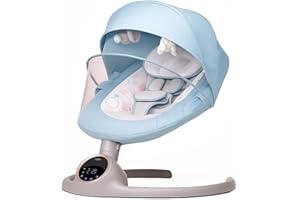 BEBE2LUXE Alpha : Silla Mecedora Eléctrica para Niños, Hamaca Bebé, Columpio Bebe, Hamaca eléctrica 0‑9 kg, Bluetooth, pantalla táctil LED, música, arnés 5 puntos, temporizador