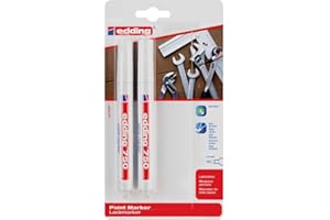 edding 750 Marqueur peinture - blanc - 2 stylos - pointe ronde 2-4 mm - marqueur de peinture pour l'étiquetage du métal, verre, roche ou du plastique - résistant à la chaleur, permanent et étanche
