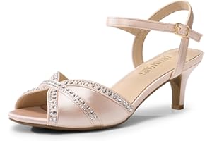 DREAM PAIRS Women's Wedding Prom Bridal Shoes Ladies Ankle Strap Peep Toe Low Kitten Heels Sandals Party Occasion Dress Shoe NINA-150