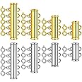 Excefore 8 Pieces 4 Sizes Necklaces Clasp Slide Tube Lock 4 Sizes Magnetic Slide Lock Clasp Connectors Multi Strand Layered Spacer Clasp for Jewelry Necklace Bracelet Making Findings