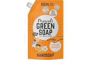 Marcel's Green Soap - Handtvål påfyllningspaket orange och jasmin - Dispenser påfyllningspaket - 100% vegansk - 97% biologiskt nedbrytbar - 500 ml handtvål