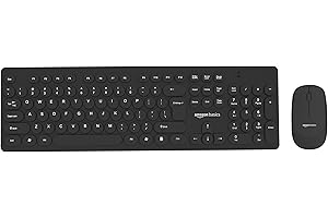 Amazon Basics Wireless Keyboard and Mouse Combo | 1000 DPI Mouse | 104 Rounded Silent Keys | Lightweight | Compatible to Mac 