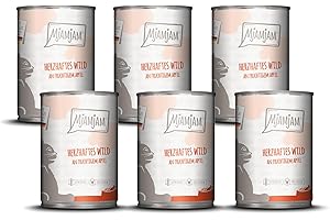 MjAMjAM - Mokra karma premium dla kotów - pikantna dziczyzna z owocowym jabłkiem, 6 opakowań (6x400g), bez zbóż