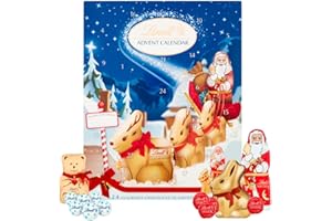 ICMINDS GIFTS Lind'ts Advent Calendar 2025 | 160g Milk Chocolate Reindeer, Santa, Napolitians, Snowdrops, and Lindor Mini Truffles | Perfect Christmas Advent Calendar with gift tag
