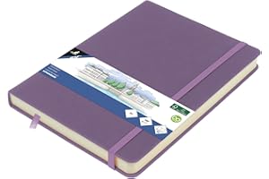 Szkicownik Kangaro A5 Heather Purple PU twarda okładka 80 arkuszy 140 gramów kremowy papier z taśmą gumową i taśmą