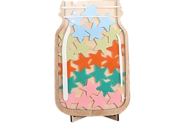 Bocal de Recompense Enfant, Pots Étoile Recompense Enfant avec 25 Étoiles, Système des Recompenses Enfants pour Garçons et Filles Routine Quotidienne, Reward Jar