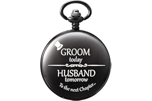 TREEWETO Pocket Watch - Personalised Engraved for Groomsman Man Pocket Watch Quartz Fobwatch - Groom Gifts for Wedding | Best Man Gifts Wedding Gift