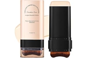 MUIEFE Base de Maquillaje en Barra Hidratante y Ligera 2 en 1, Foundation Stick with Built-In Brush, Acabado Mate, Cubrir Manchas, Larga duración, Resistente al Agua, Para Todo Tipo de Piel (Naturaleza 02#)