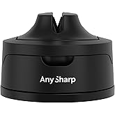 AnySharp Evo Knife Sharpener, Hands-Free Safety, PowerGrip Suction, Safely Sharpens All Kitchen Knives, Ideal for Hardened St