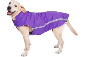 DOCIOTE Cappotto per cani impermeabile Giacche calde, Cappotto per cani riflettente con foro per imbracatura regolabili Abiti invernali morbidi Foderato in pile per cani di taglia media Viola 4XL