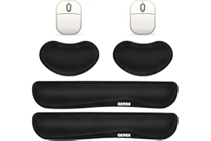 Keyboard Wrist Rest and Mouse Pad Wrist Support 2 Pack, GEMEK Ergonomic Memory Foam Set for Office, Laptop, Mac, Computer and Gaming, Durable, Comfortable Typing &Wrist Pain Relief (Black)