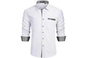 Enlision Camisa Hombre de Vestir Manga Larga Camisas Formales Boda Elegantes Camisa Casual Regular Fit con Bolsillo